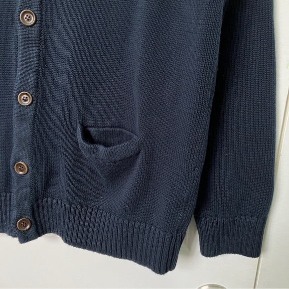 LL Bean Navy Blue Long Line  V-neck Grandpa Cardigan - Picture 5 of 5